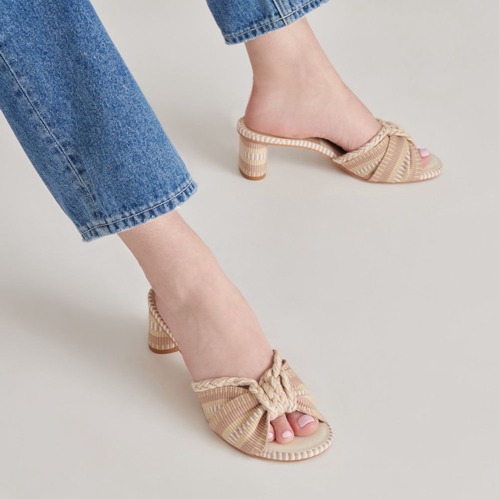 Dolce Vita Dallie Woven Women Heels Beige / White | US-798210RVN