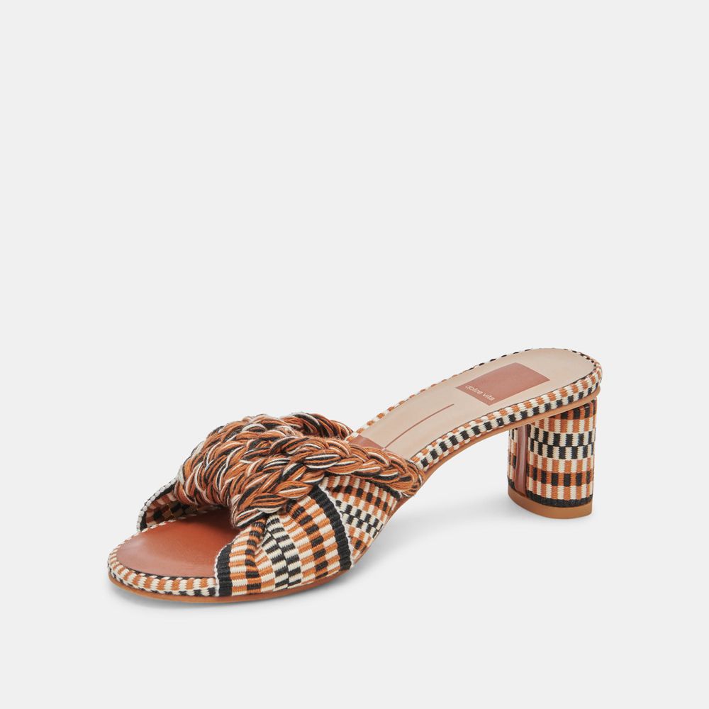 Dolce Vita Dallie Woven Women Heels Brown / Black / White | US-304791HFR