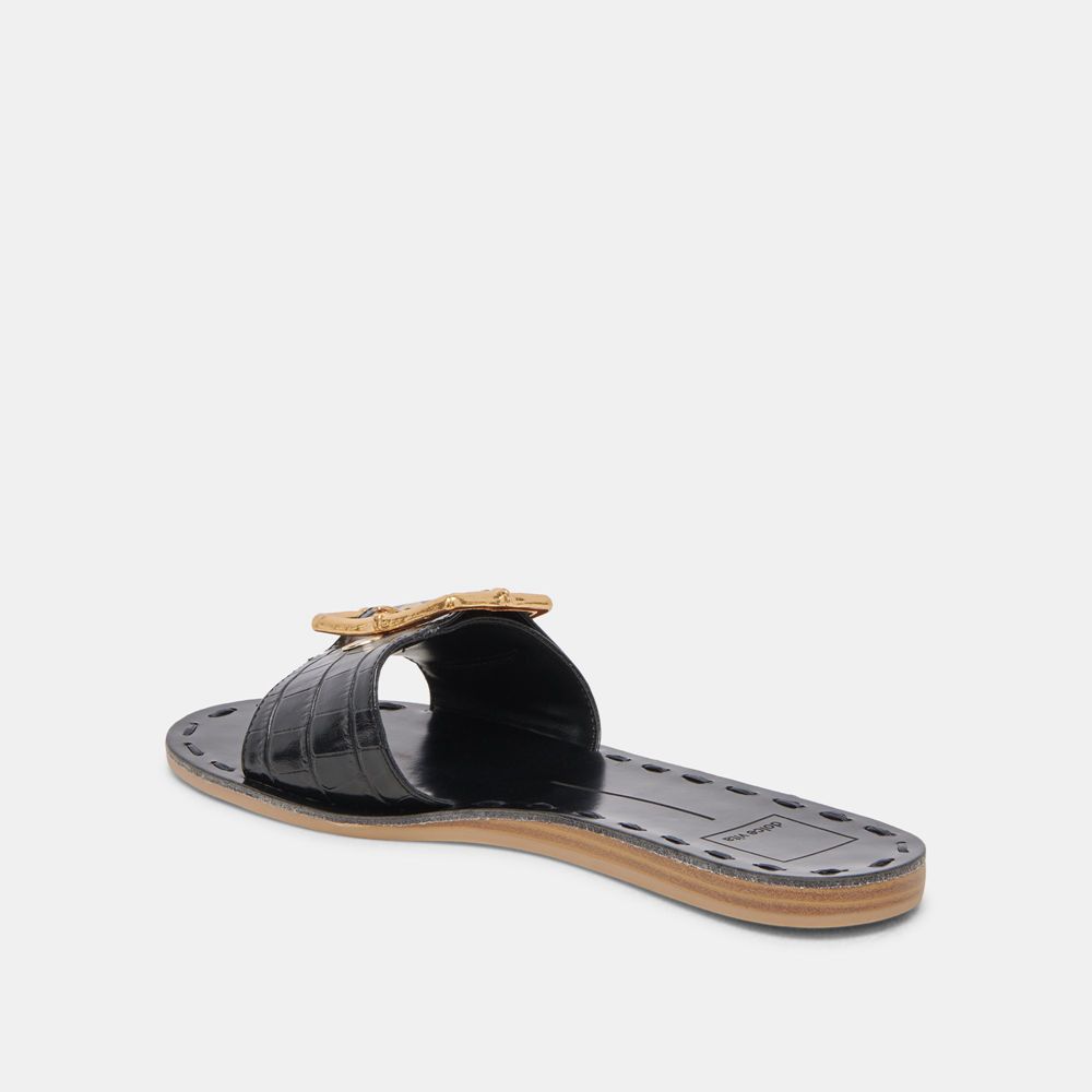 Dolce Vita Dasa Leather Women Sandals Black | US-783641FHA