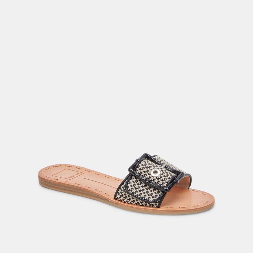 Dolce Vita Dasa Raffia Women Sandals Black | US-512938PNX