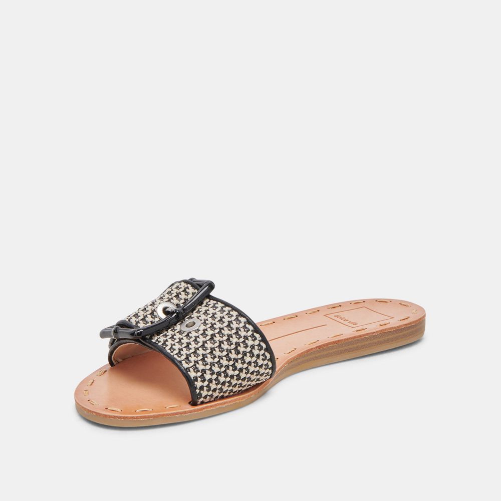 Dolce Vita Dasa Raffia Women Sandals Black | US-512938PNX