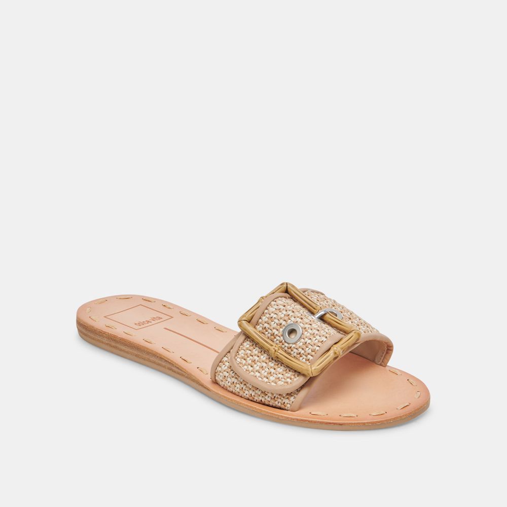 Dolce Vita Dasa Wide Raffia Women Sandals White / Brown | US-465019JQG