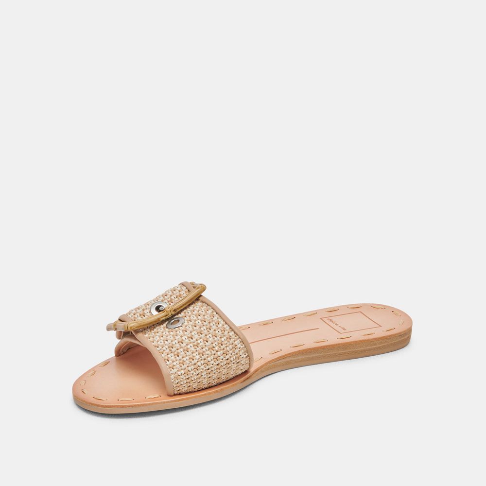 Dolce Vita Dasa Wide Raffia Women Sandals White / Brown | US-465019JQG