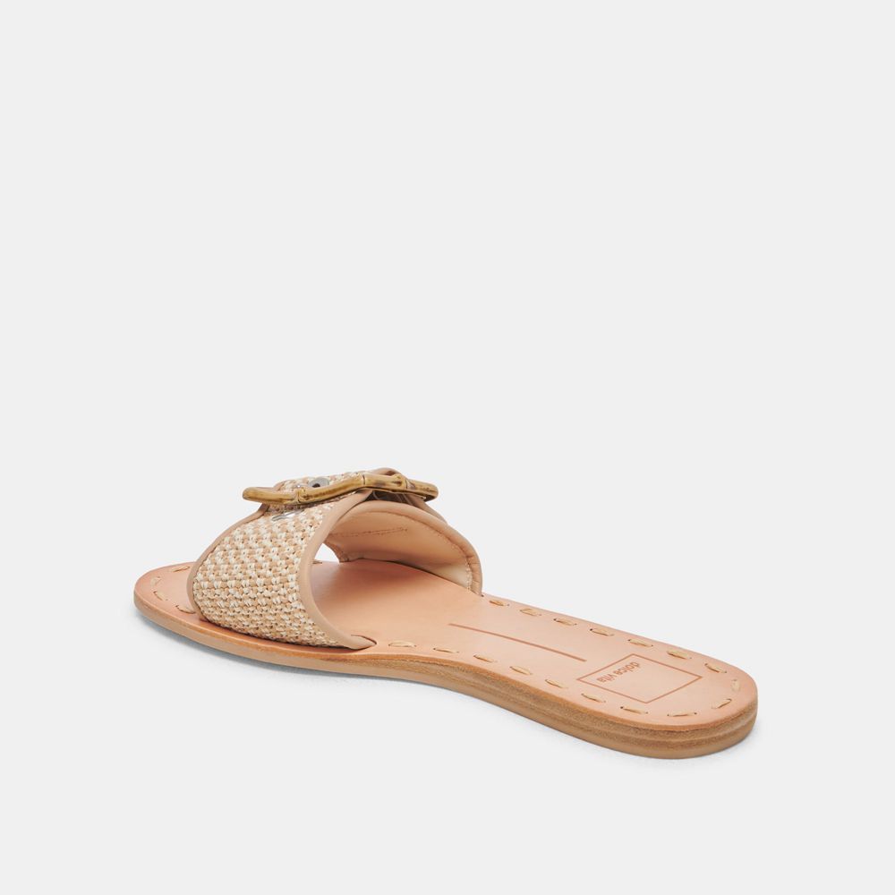 Dolce Vita Dasa Wide Raffia Women Sandals White / Brown | US-465019JQG