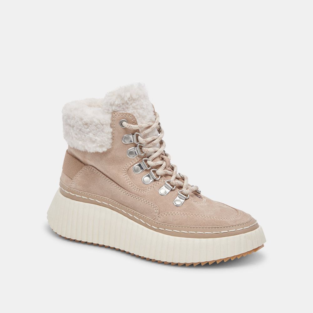 Dolce Vita Debbie Plush Suede Women Sneakers Beige | US-657298IMA