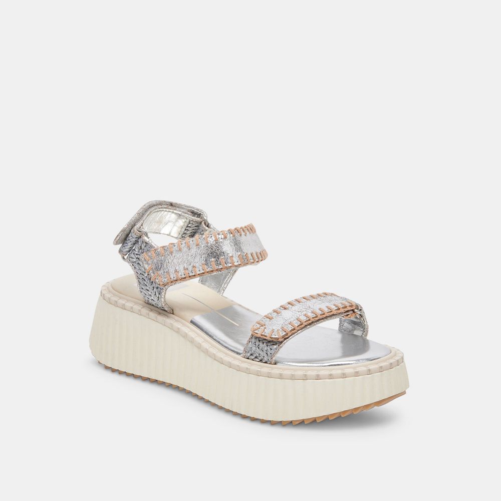 Dolce Vita Debra Leather Women Sandals Silver | US-837026EWZ