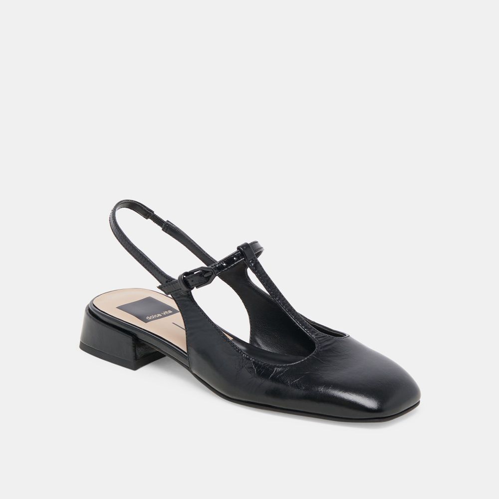 Dolce Vita Deidra Crinkle Patent Women Flats Black | US-801623WLX