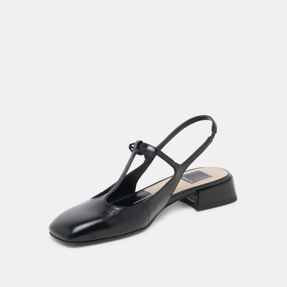 Dolce Vita Deidra Crinkle Patent Women Flats Black | US-801623WLX