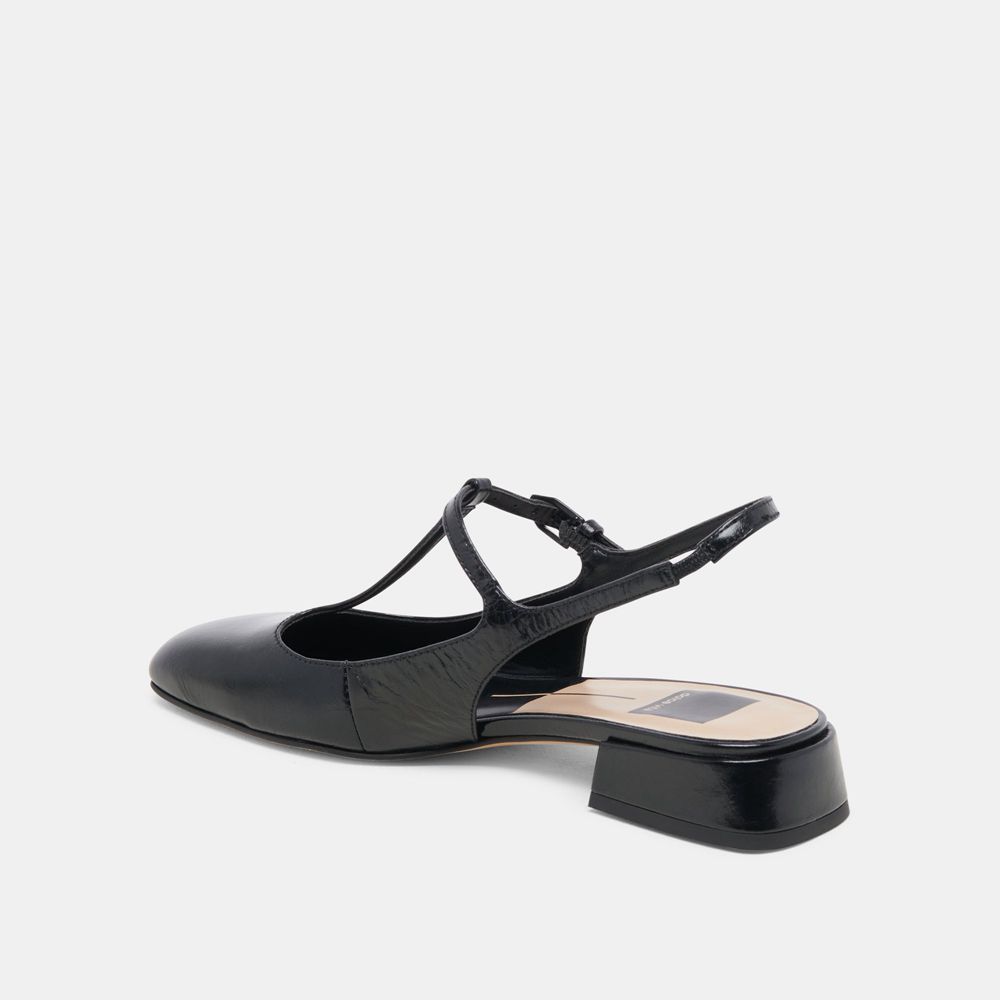 Dolce Vita Deidra Crinkle Patent Women Flats Black | US-801623WLX