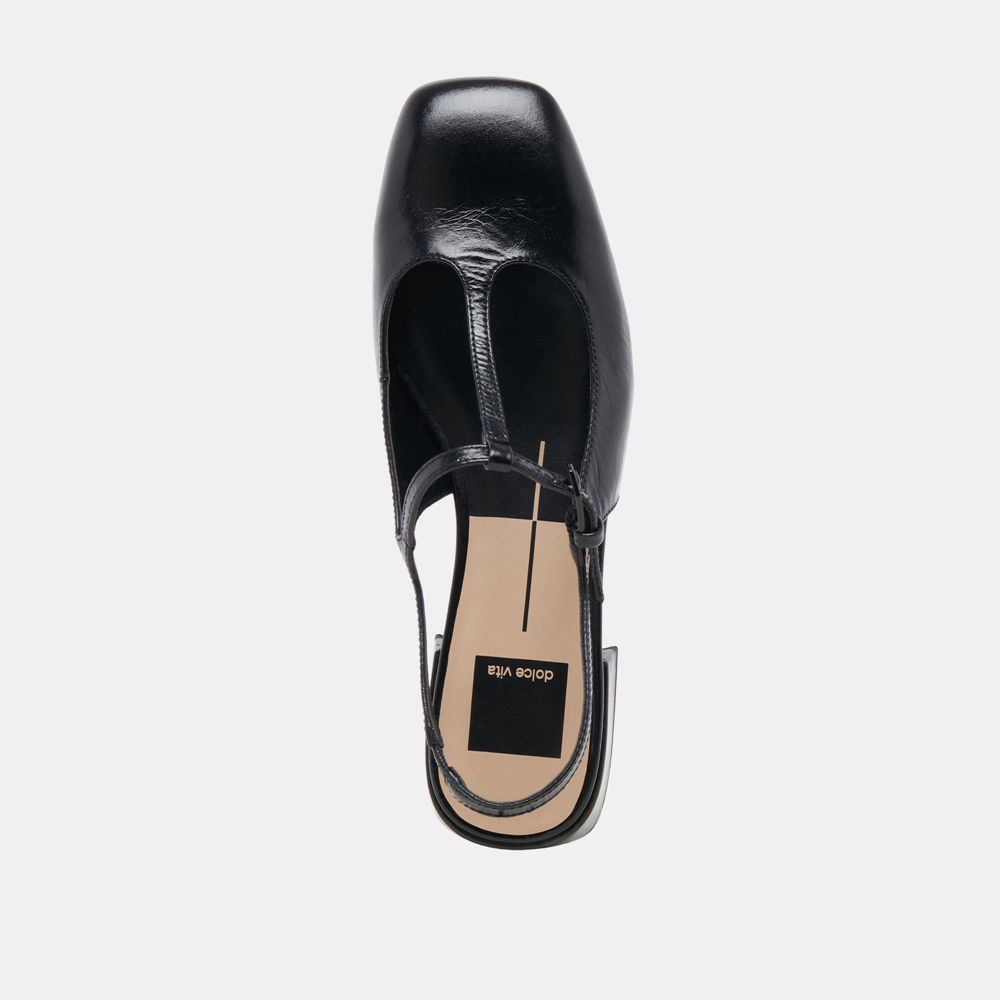 Dolce Vita Deidra Crinkle Patent Women Flats Black | US-801623WLX