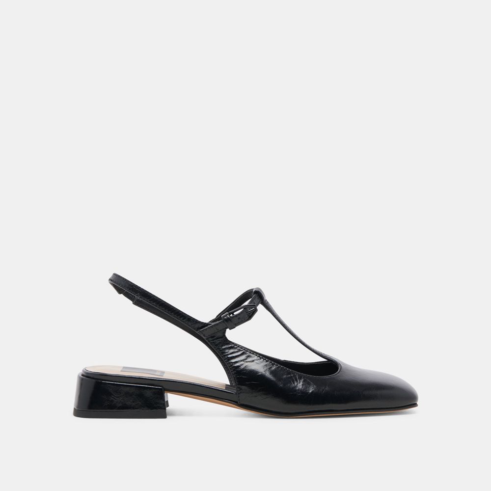 Dolce Vita Deidra Crinkle Patent Women Flats Black | US-801623WLX