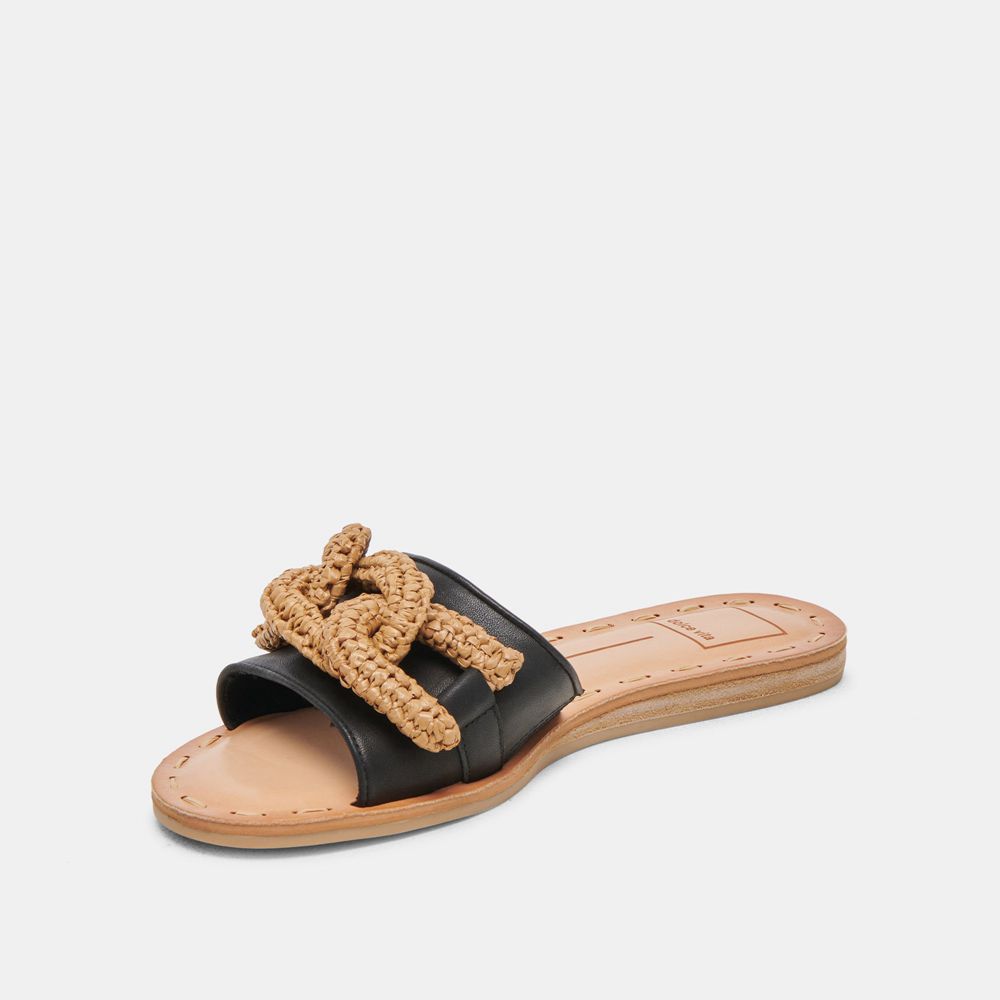 Dolce Vita Desa Leather Women Sandals Black | US-056287SBW