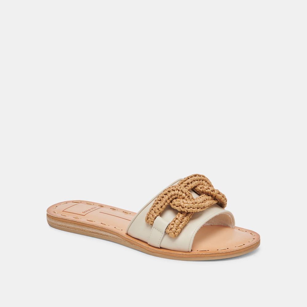 Dolce Vita Desa Leather Women Sandals Cream | US-645073YNG