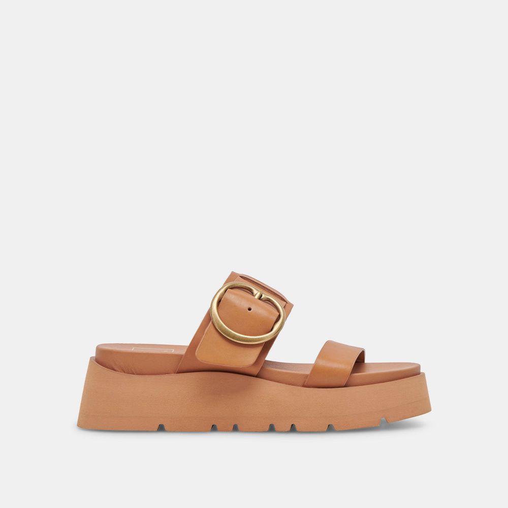 Dolce Vita Dex Leather Women Sandals Brown | US-258390GRT