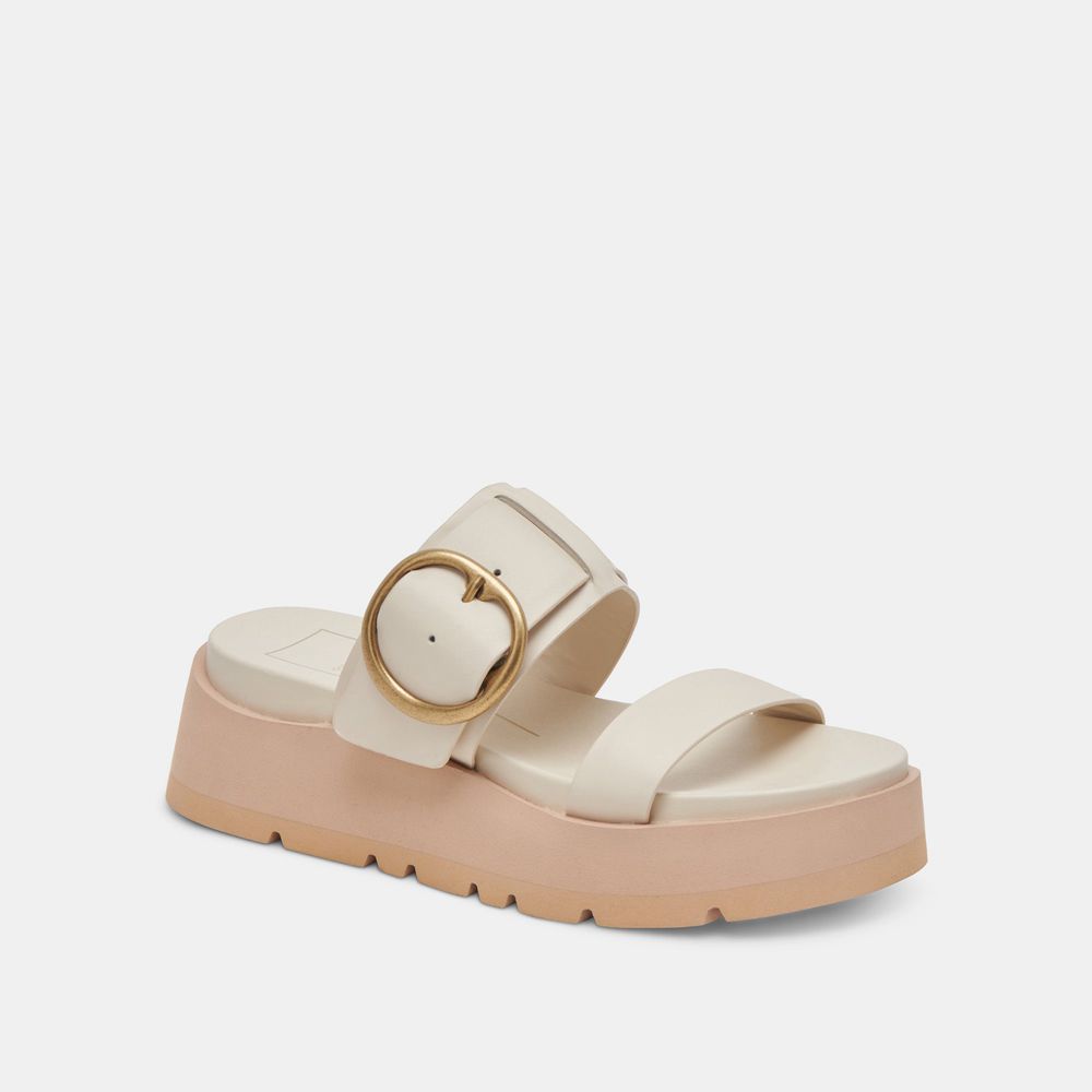 Dolce Vita Dex Leather Women Sandals Cream | US-430892NOM