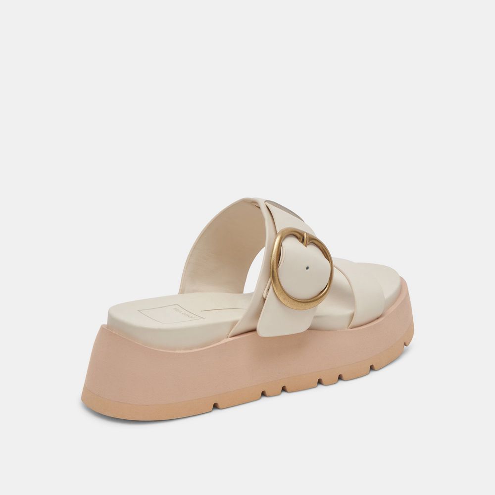 Dolce Vita Dex Leather Women Sandals Cream | US-430892NOM