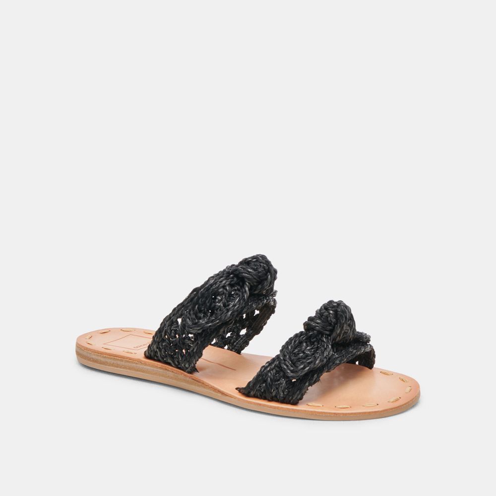 Dolce Vita Dinah Raffia Women Sandals Black | US-021983OLZ