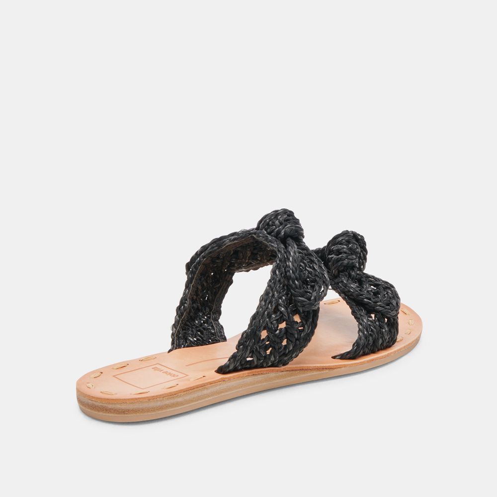 Dolce Vita Dinah Raffia Women Sandals Black | US-021983OLZ