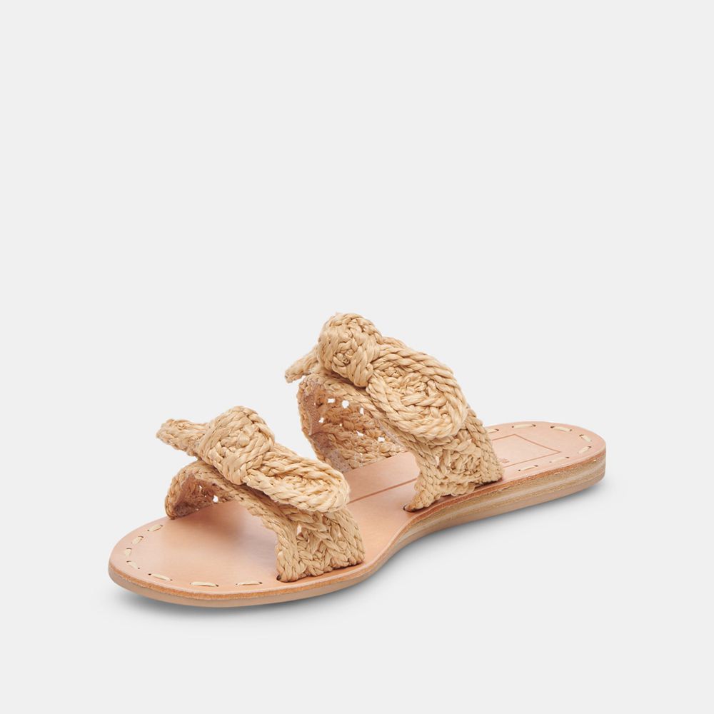 Dolce Vita Dinah Wide Raffia Women Sandals Light Brown | US-681490SZY