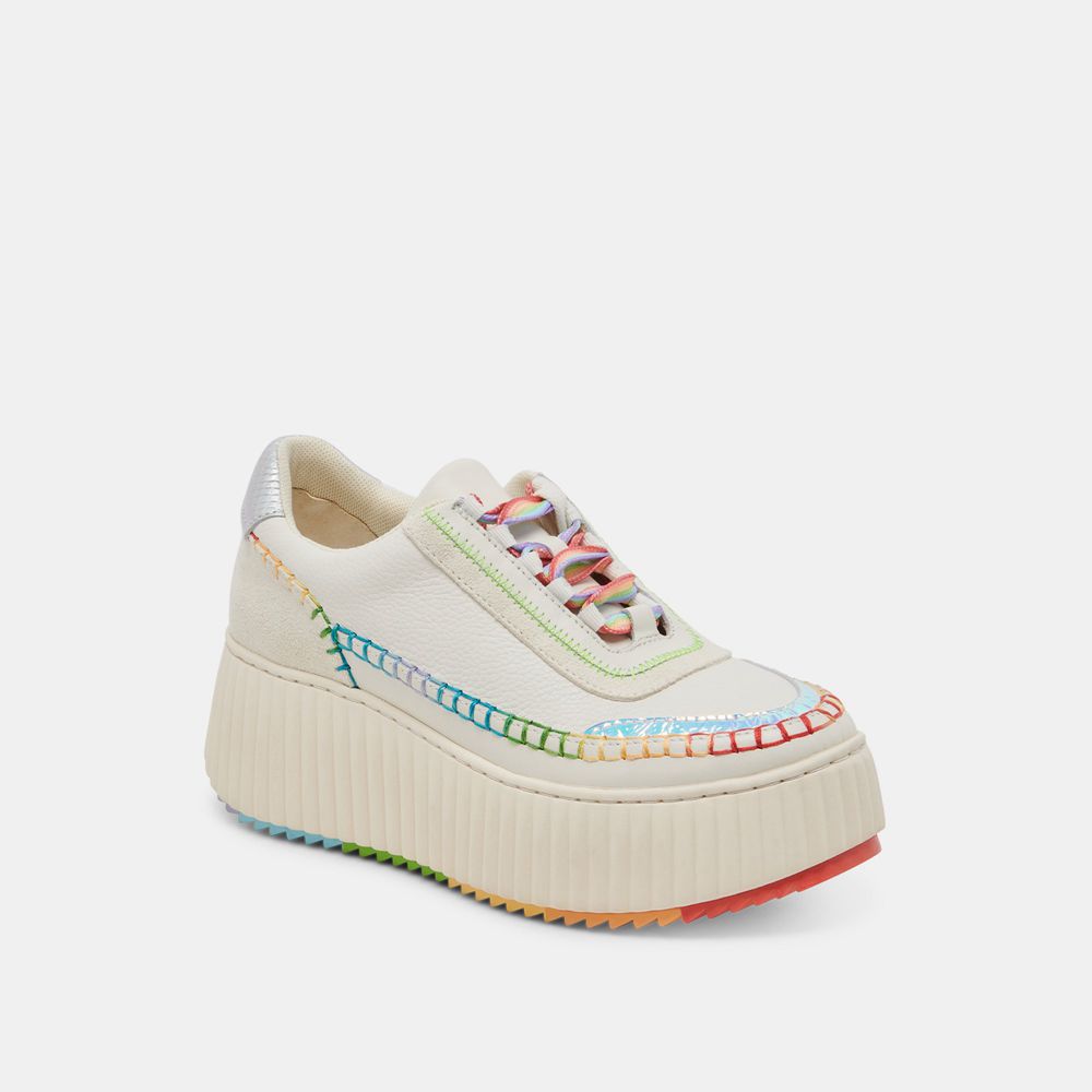 Dolce Vita Dolen Pride Leather Women Sneakers White / Multicolor | US-279136KBU