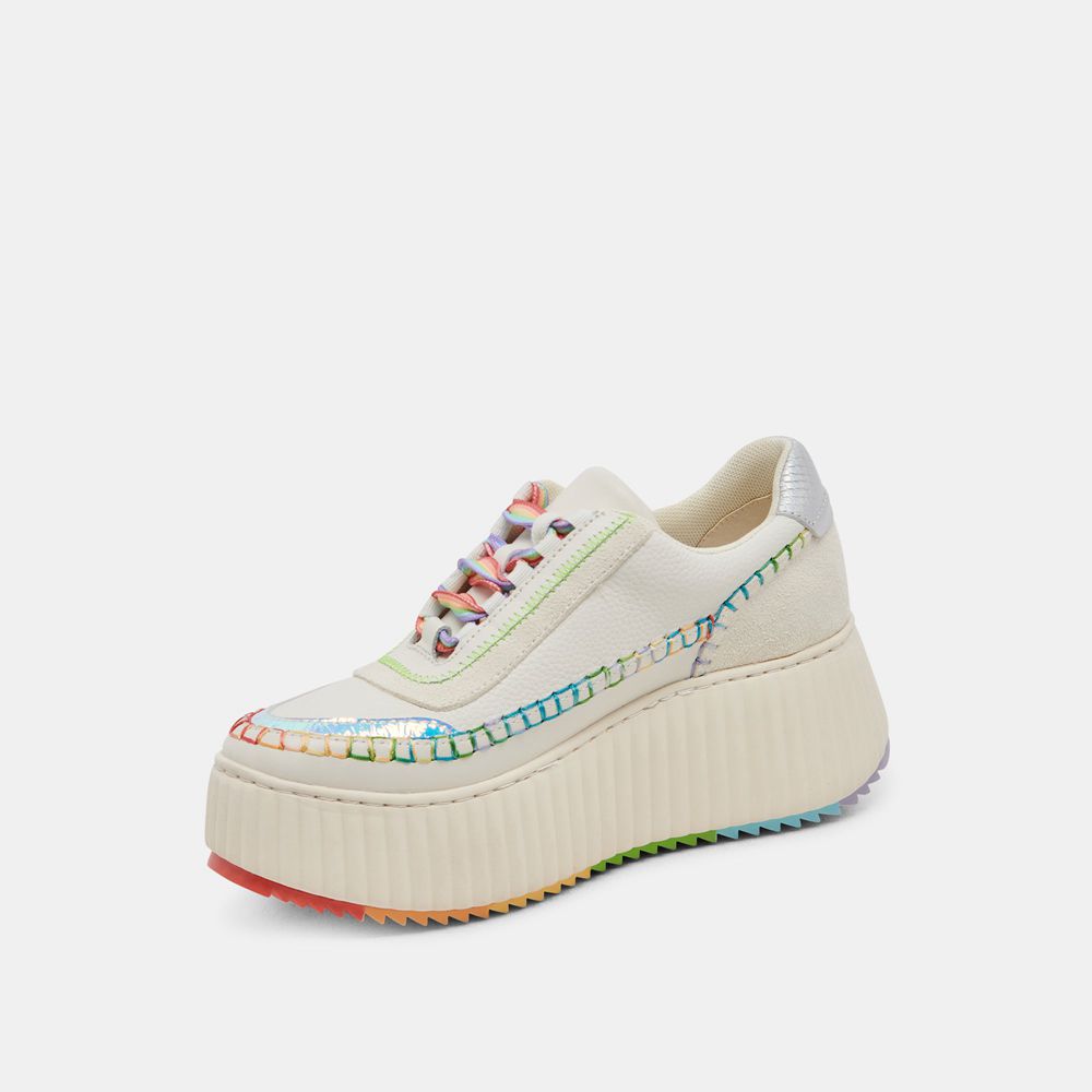 Dolce Vita Dolen Pride Leather Women Sneakers White / Multicolor | US-279136KBU