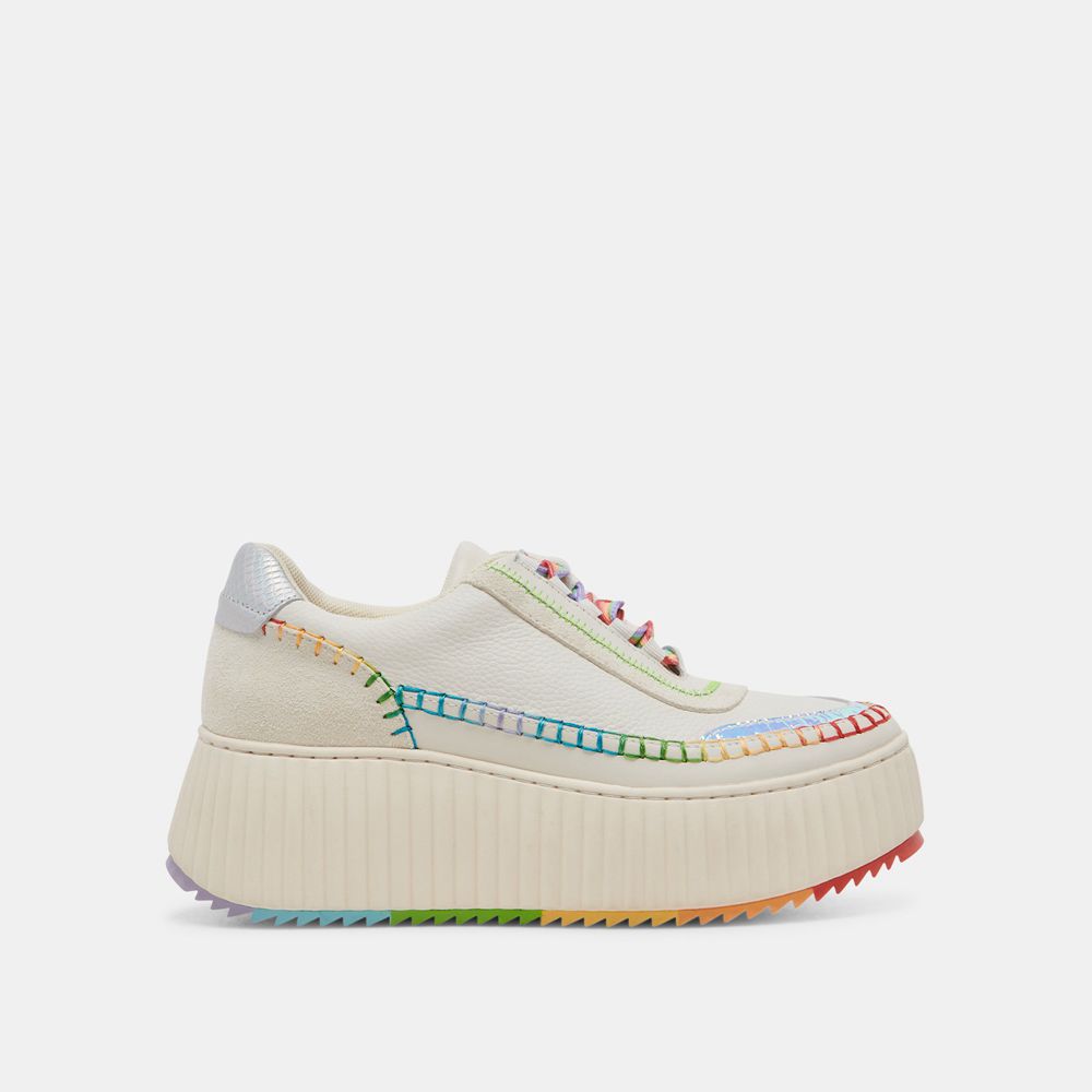 Dolce Vita Dolen Pride Leather Women Sneakers White / Multicolor | US-279136KBU