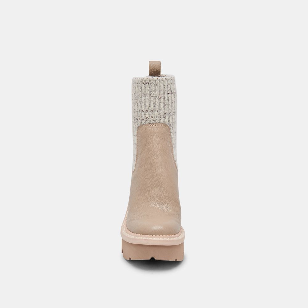 Dolce Vita Drago Leather Women Boots Beige | US-358429ZFD