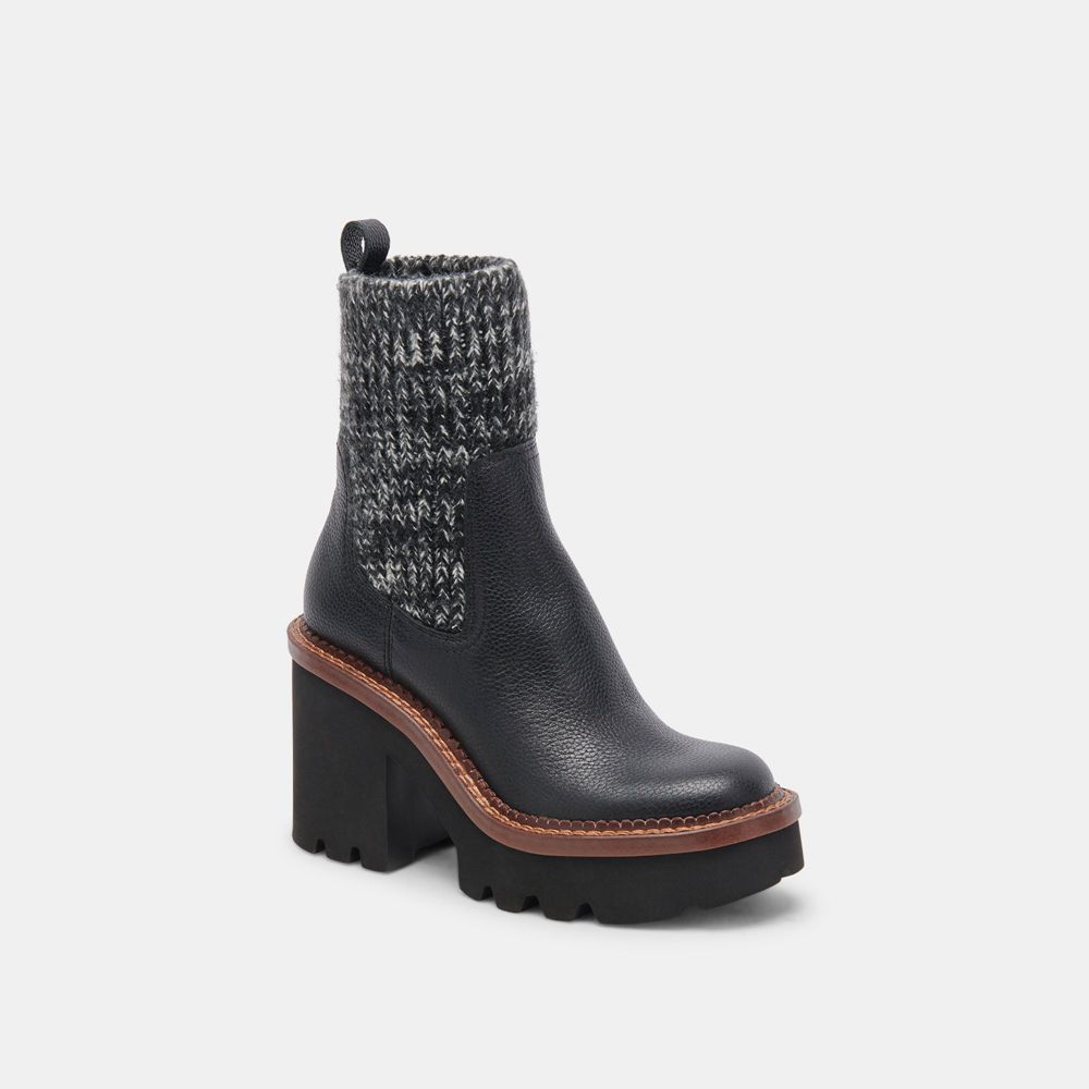 Dolce Vita Drago Leather Women Boots Black | US-462087CAG