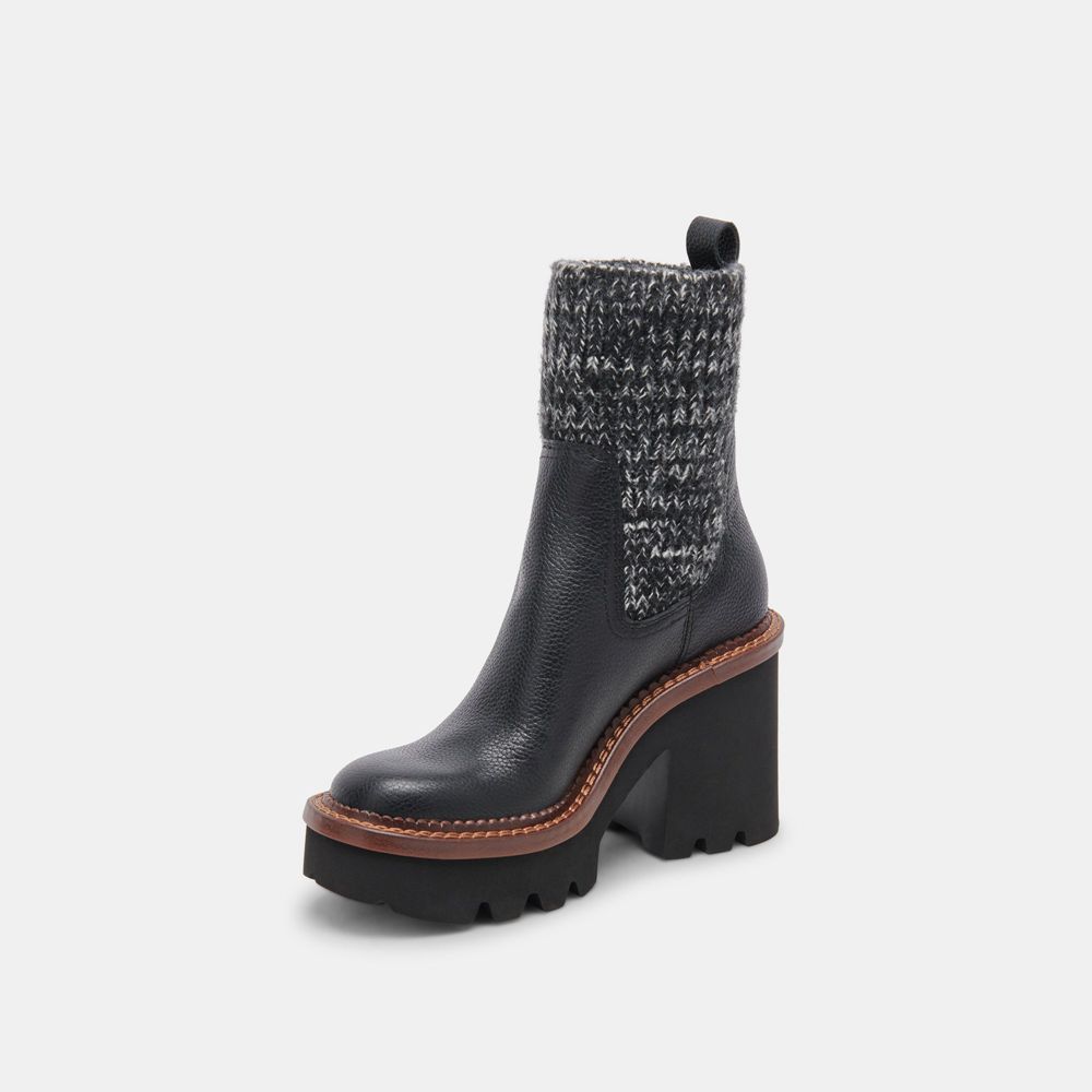 Dolce Vita Drago Leather Women Boots Black | US-462087CAG