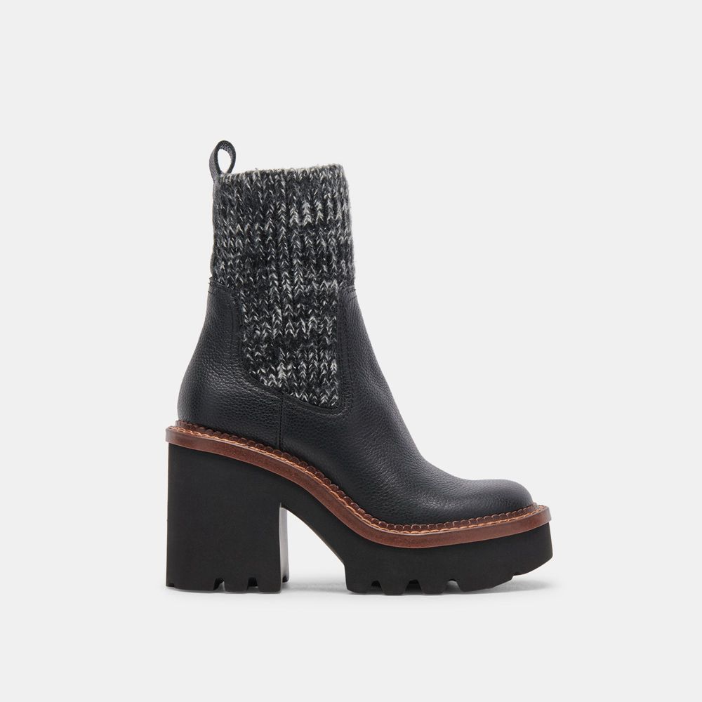 Dolce Vita Drago Leather Women Boots Black | US-462087CAG