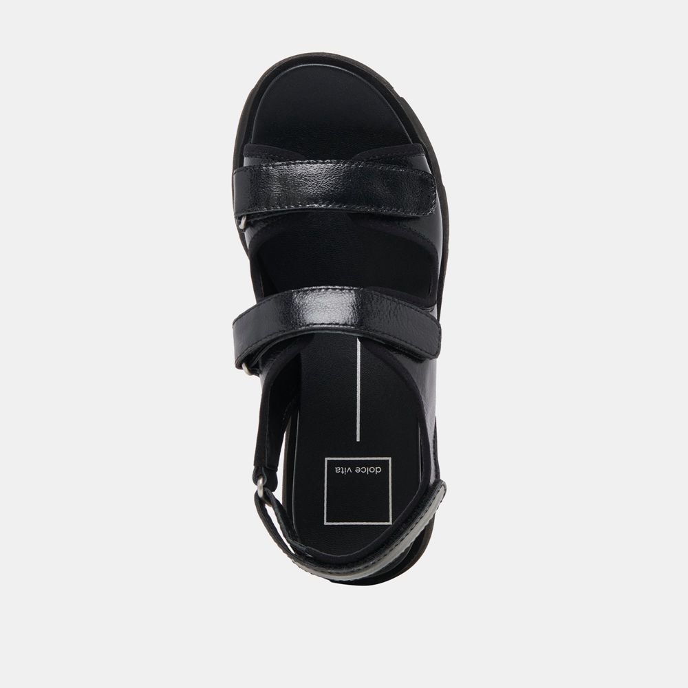 Dolce Vita Dubai Crinkle Patent Women Sandals Black | US-193725HAD