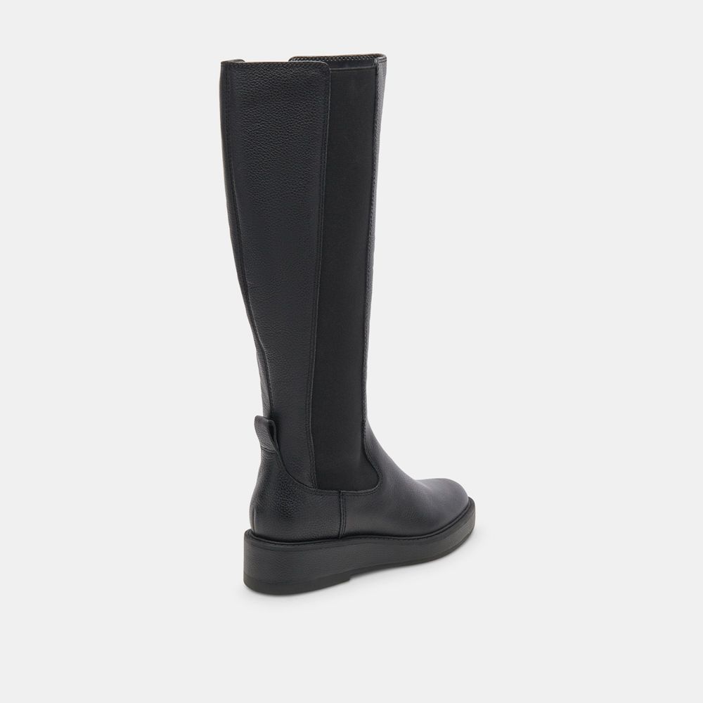 Dolce Vita Eamon H2O Wide Calf Leather Women Chelsea Boots Black | US-941762GYK