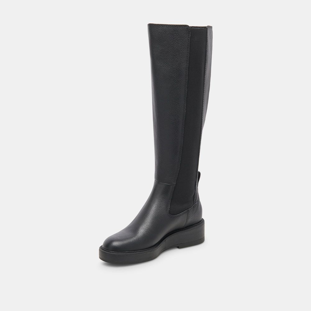 Dolce Vita Eamon H2O Wide Calf Leather Women Chelsea Boots Black | US-941762GYK