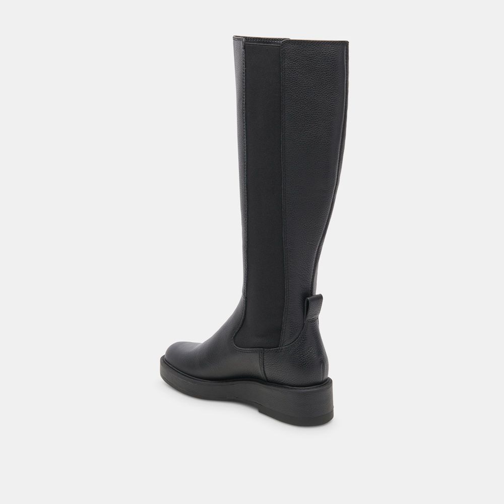 Dolce Vita Eamon H2O Wide Calf Leather Women Chelsea Boots Black | US-941762GYK