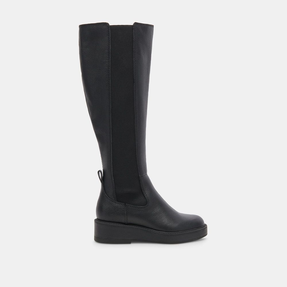 Dolce Vita Eamon H2O Wide Calf Leather Women Chelsea Boots Black | US-941762GYK