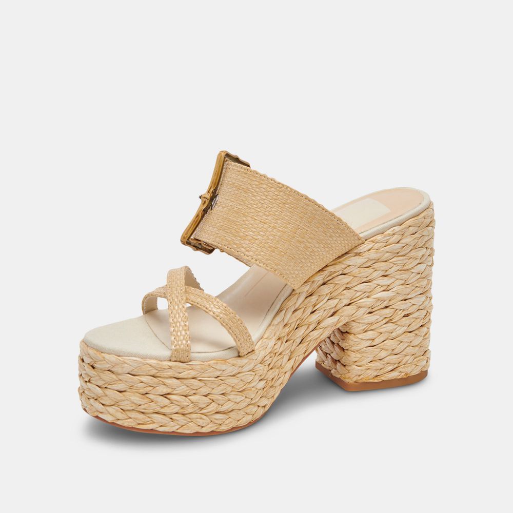 Dolce Vita Edwina Raffia Women Heels Sandals Light Brown | US-934752BMY