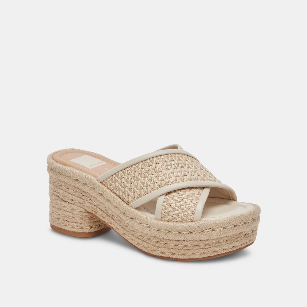 Dolce Vita Eldora Raffia Women Heels Brown / Cream | US-598647JML