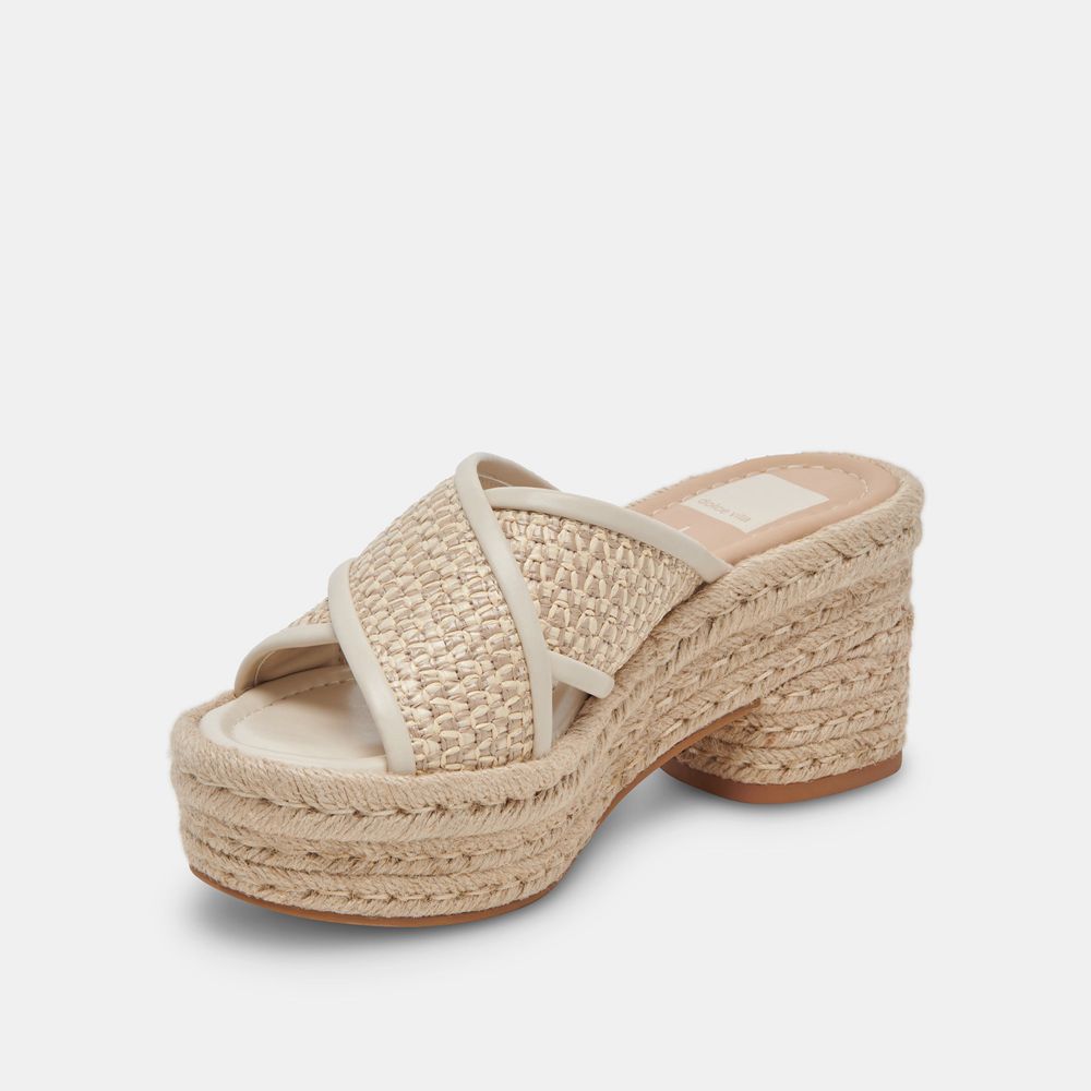 Dolce Vita Eldora Raffia Women Heels Brown / Cream | US-598647JML