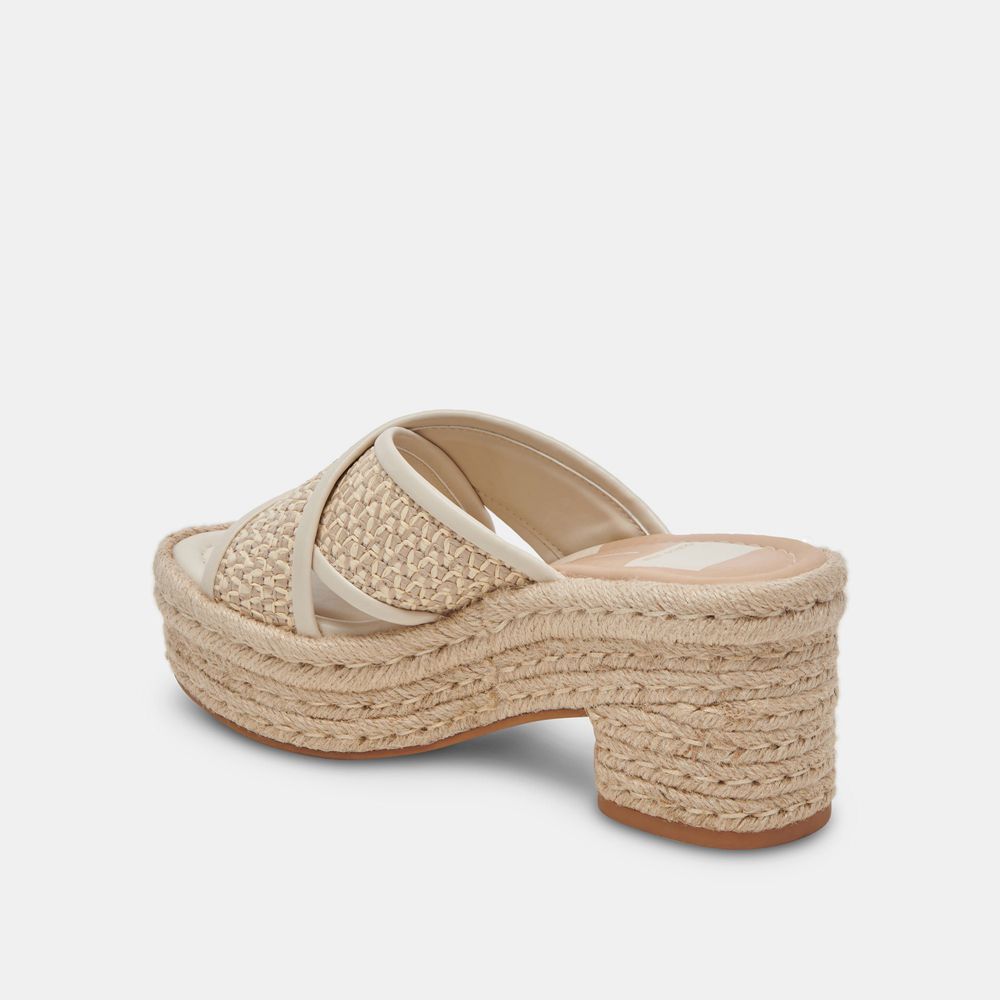 Dolce Vita Eldora Raffia Women Heels Brown / Cream | US-598647JML