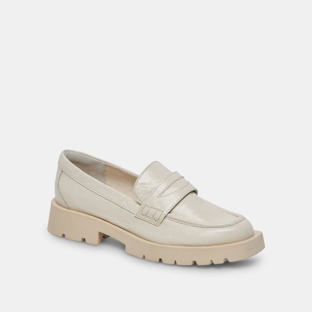 Dolce Vita Elias Crinkle Patent Women Flats White | US-610793FDK