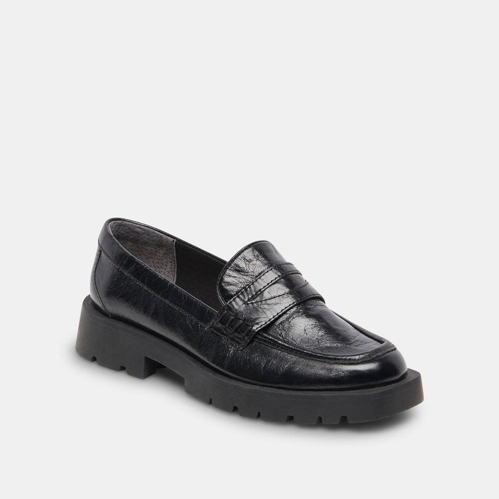 Dolce Vita Elias Crinkle Patent Women Flats Black | US-654283BZF