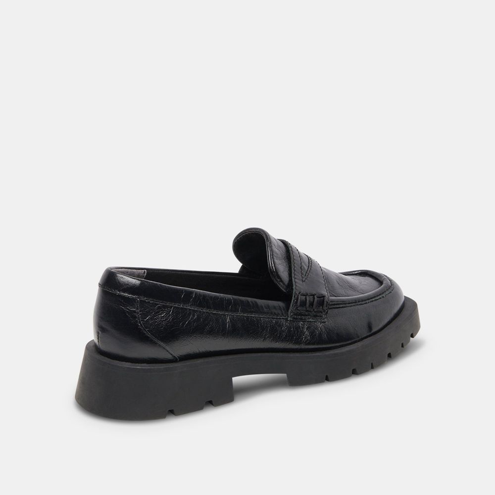 Dolce Vita Elias Crinkle Patent Women Flats Black | US-654283BZF