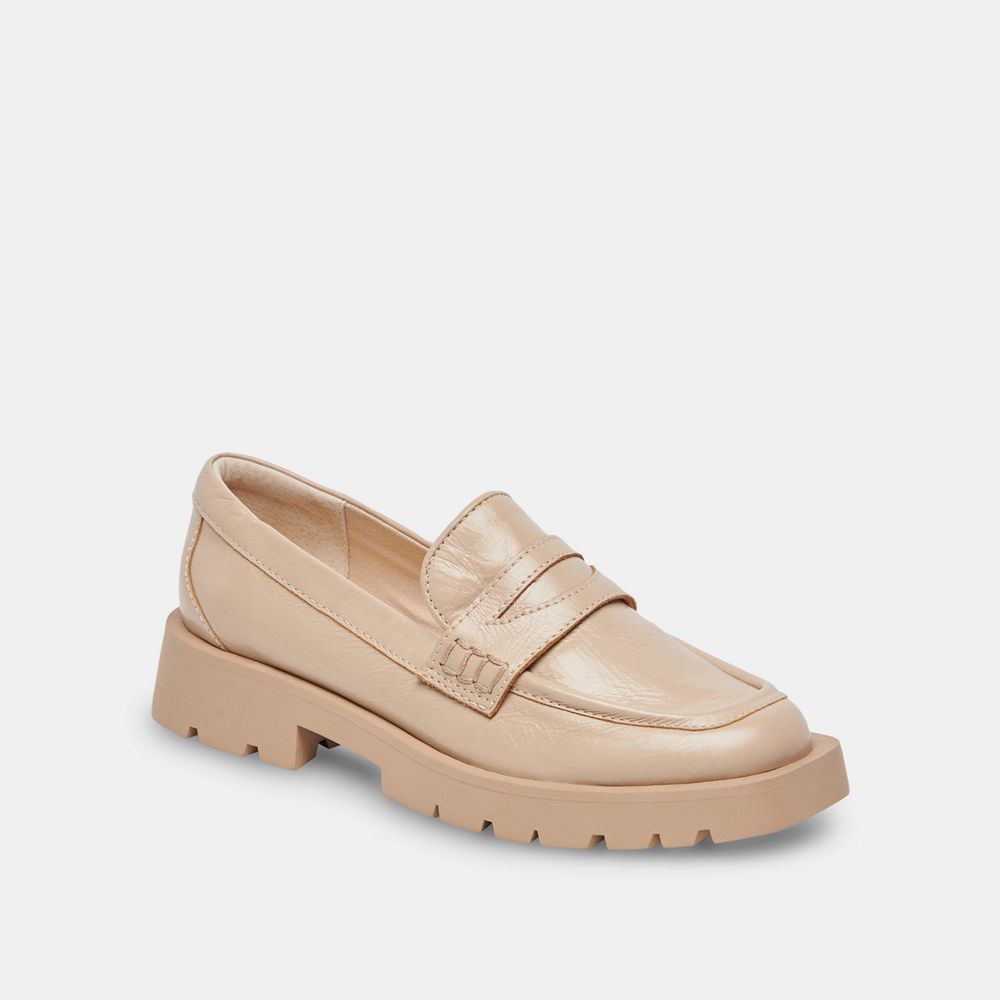 Dolce Vita Elias Crinkle Patent Women Flats Beige | US-196743XMZ