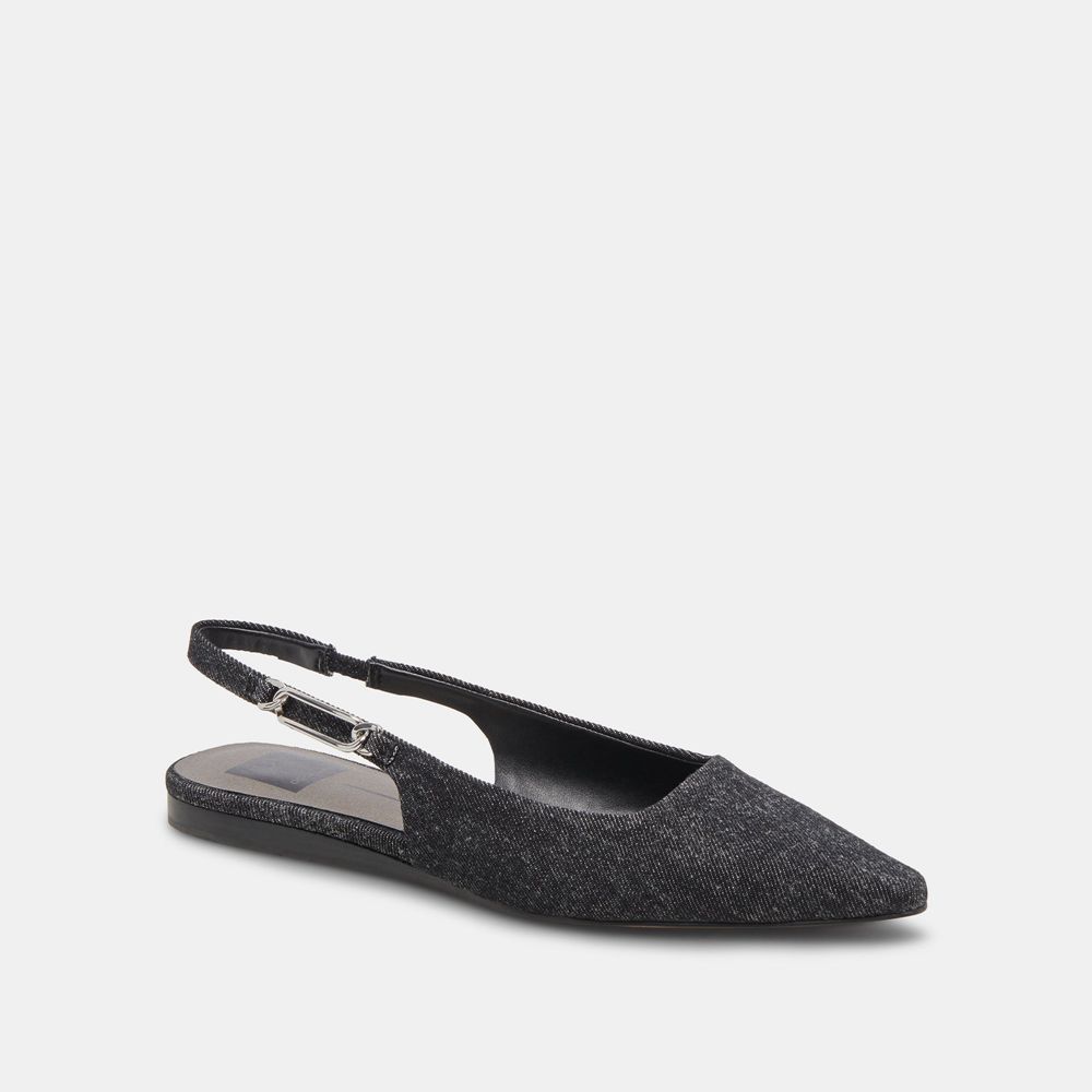 Dolce Vita Elley Denim Women Flats Black | US-853104IXA