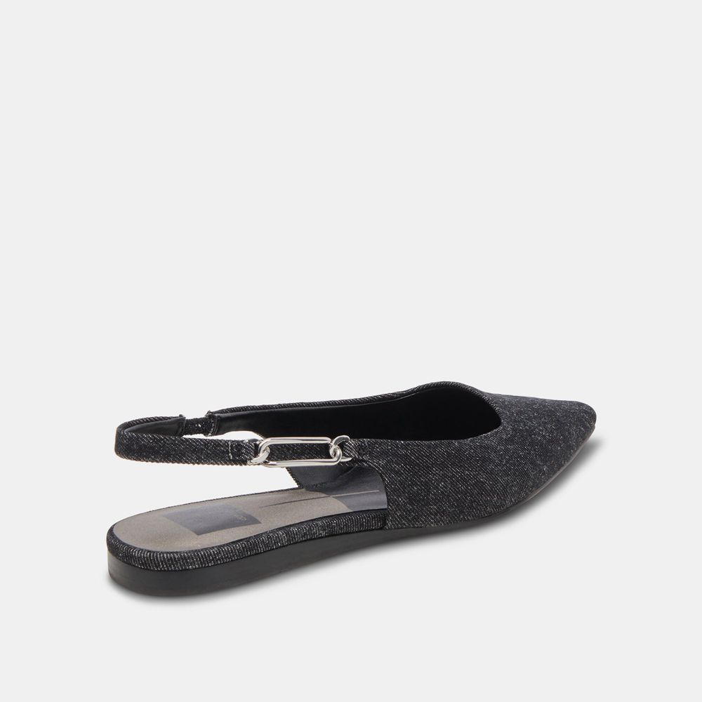 Dolce Vita Elley Denim Women Flats Black | US-853104IXA