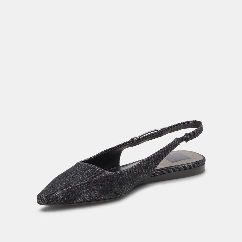 Dolce Vita Elley Denim Women Flats Black | US-853104IXA