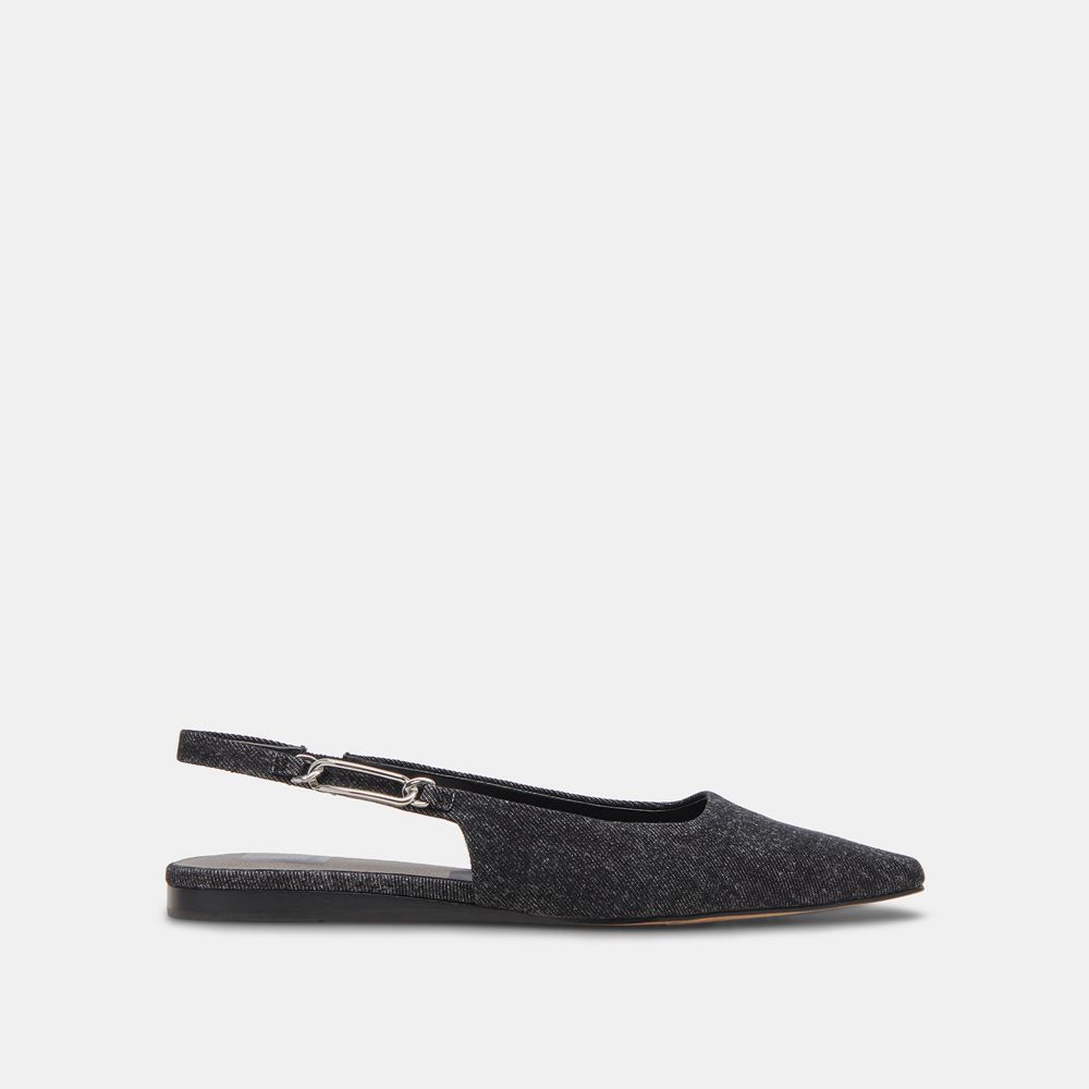 Dolce Vita Elley Denim Women Flats Black | US-853104IXA