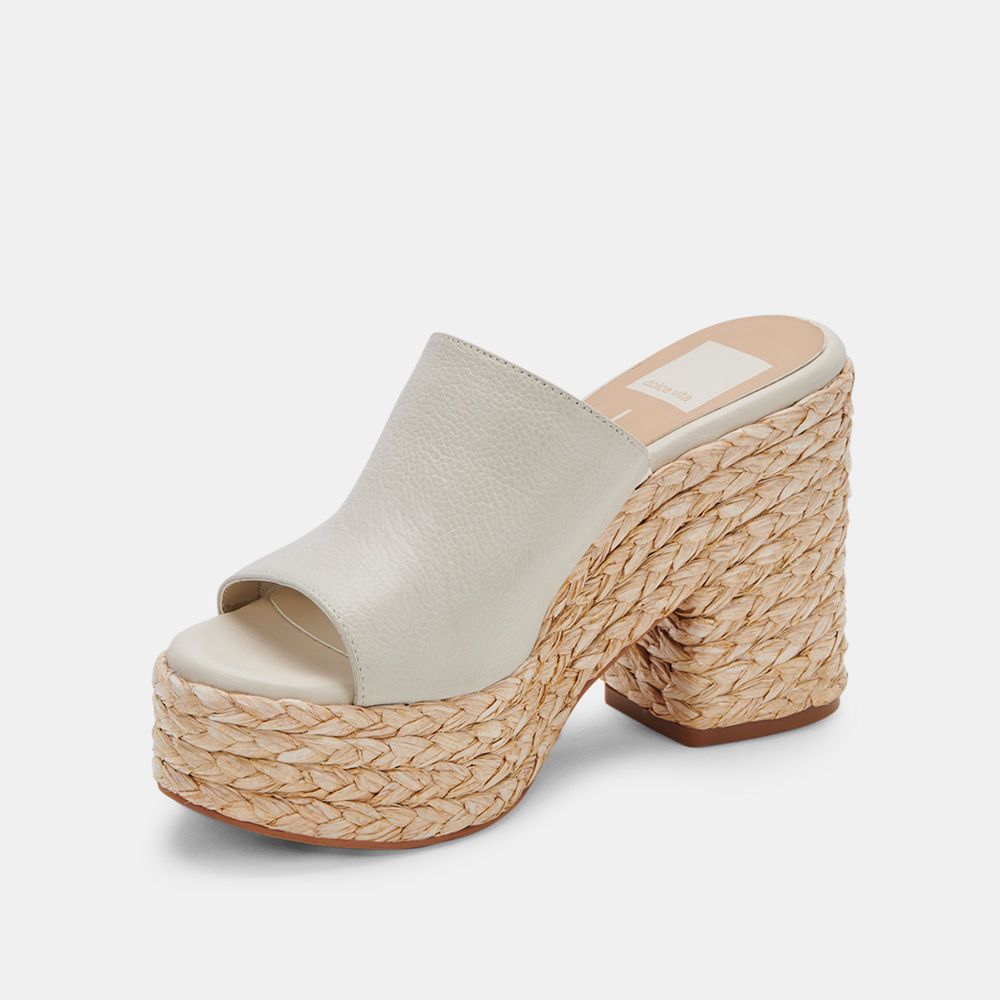 Dolce Vita Elora Leather Women Heels Cream | US-791302OHE