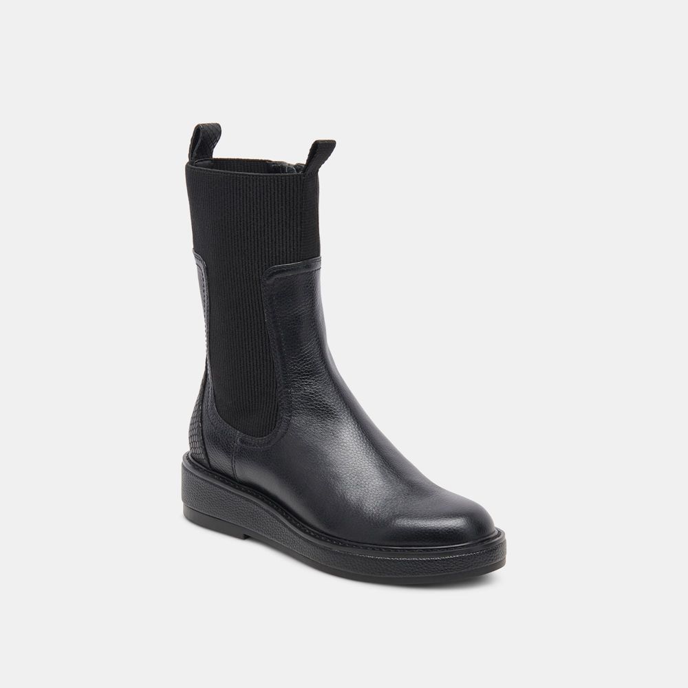 Dolce Vita Elyse H2O Leather Women Chelsea Boots Black | US-562803DRY