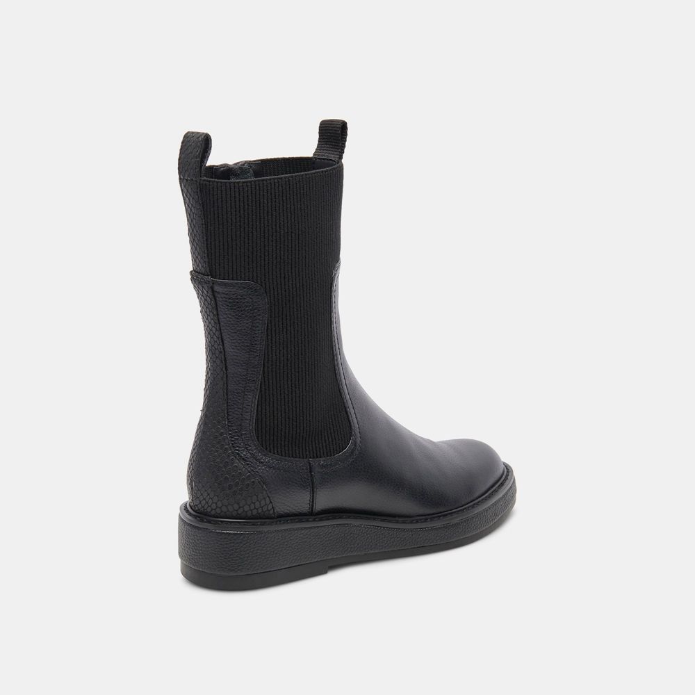 Dolce Vita Elyse H2O Leather Women Chelsea Boots Black | US-562803DRY